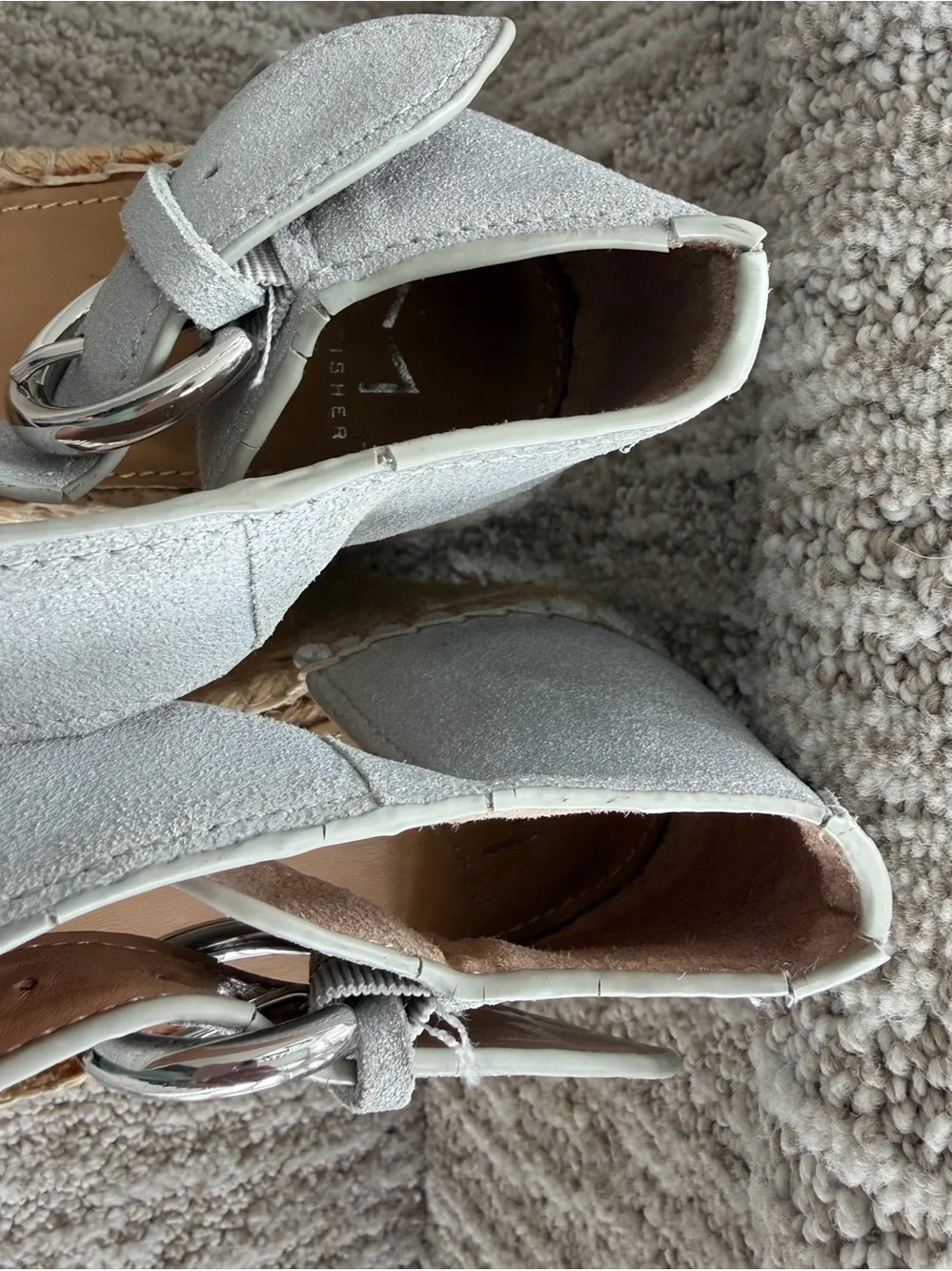 Marc Fisher Alida Espadrille Wedge Sandals Metallic Leather Women Size 7.5